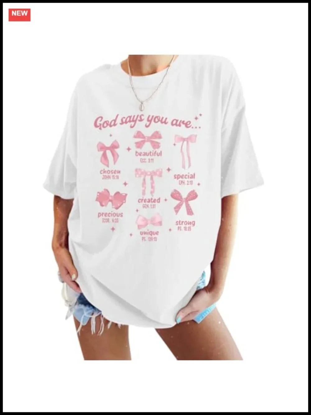 Oversized Christian Bow Tee for Women Cute Coquette Graphic T-Shirt